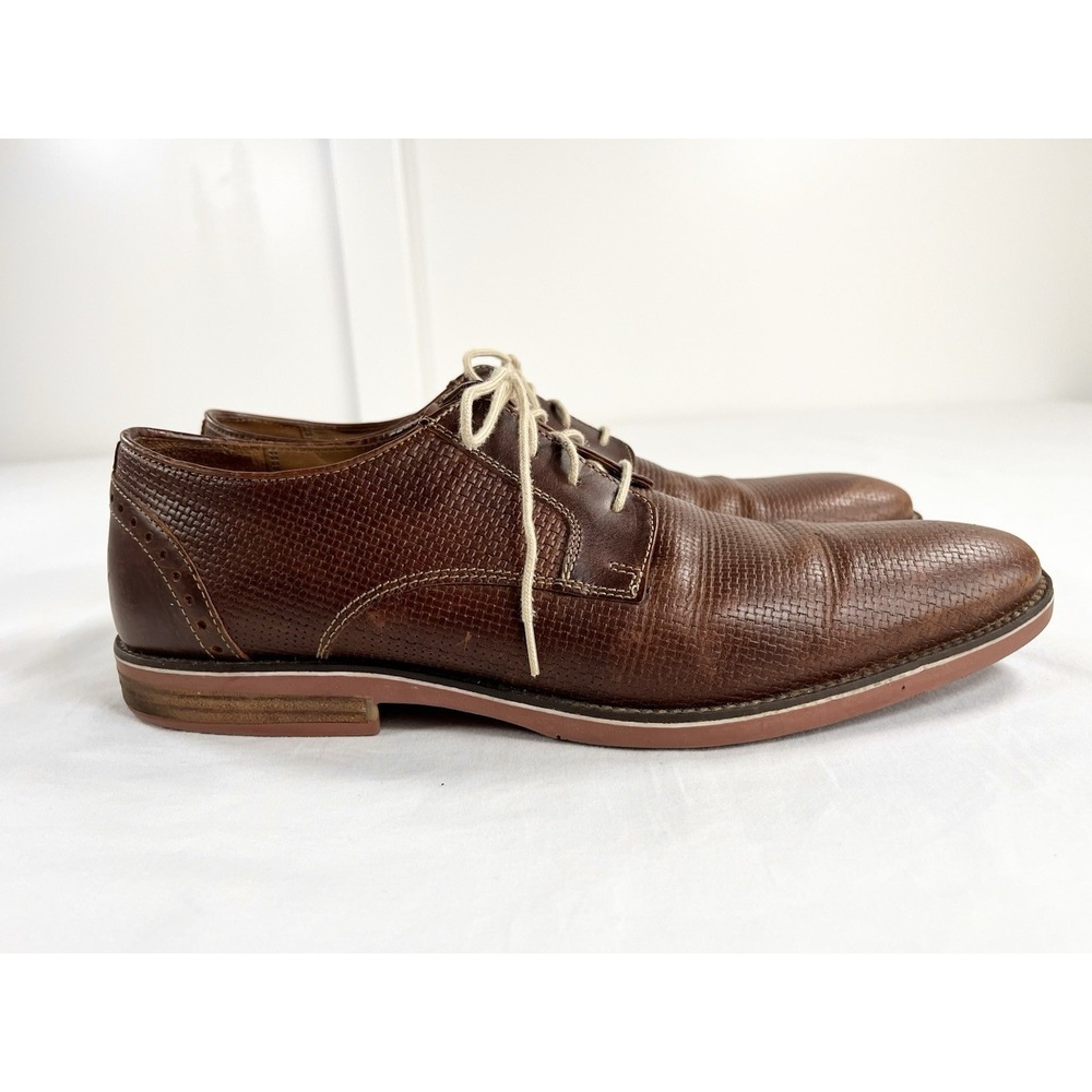 Giorgio Brutini Jeffers 25043 Brown Woven Leather Derby Shoes Mens Size 11 M View 4